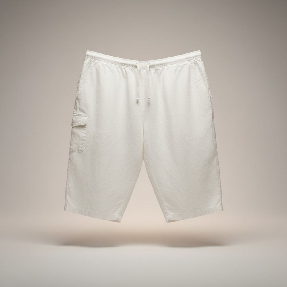 Liz & Me Womens White Linen Blend Drawstring Waist Capri Crop Pants Plus Size 4X